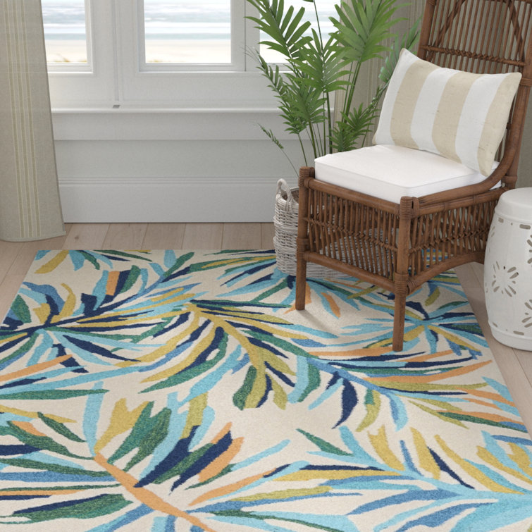 Bay Isle Home Ross Floral Handmade Tufted Ivory/Green Area Rug